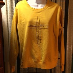 Yellow/gold  women’s XXL “Faith” print sweater